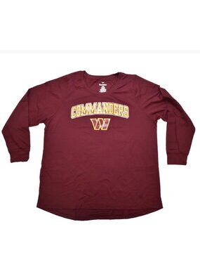 Fanatics Womens Plus Size Washington Commanders Scoop Neck L/S Shirt New 3X, 4X